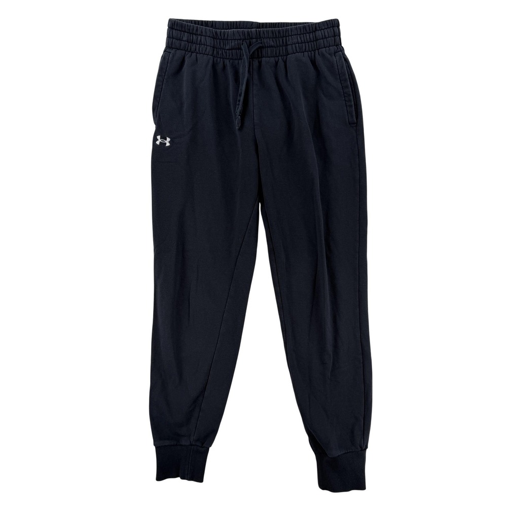 Under Armour Jogger Pants Womens Medium Black Fleece Elastic Waist Pockets Gym
